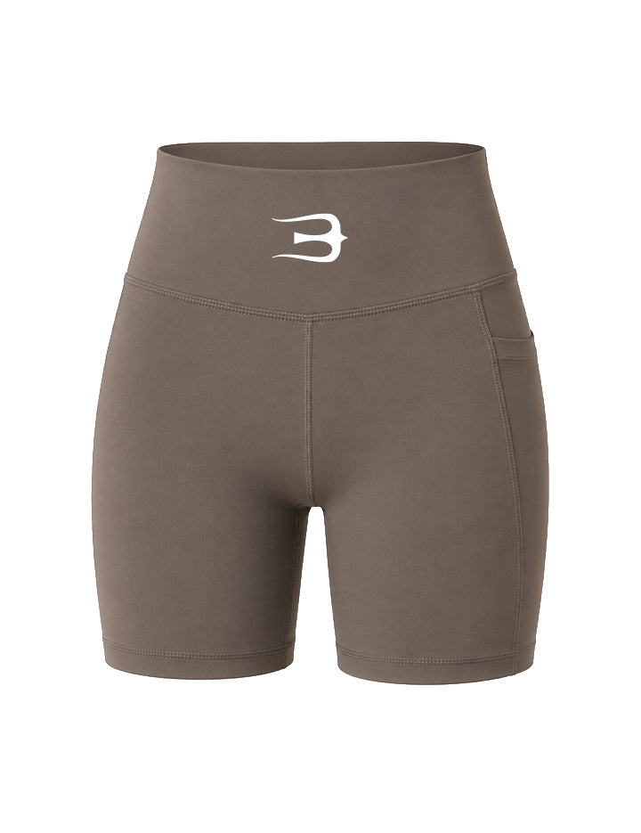 Short Feminino Athletic Power Terra | Cintura Alta com Bolso