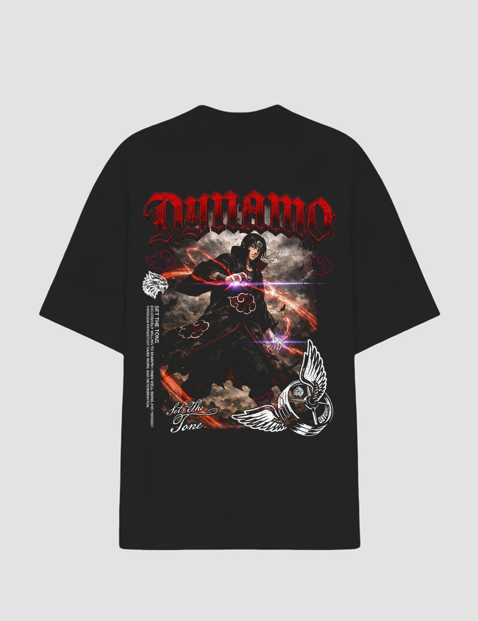 Camiseta Oversized Eclipse Uchiha preta - costas