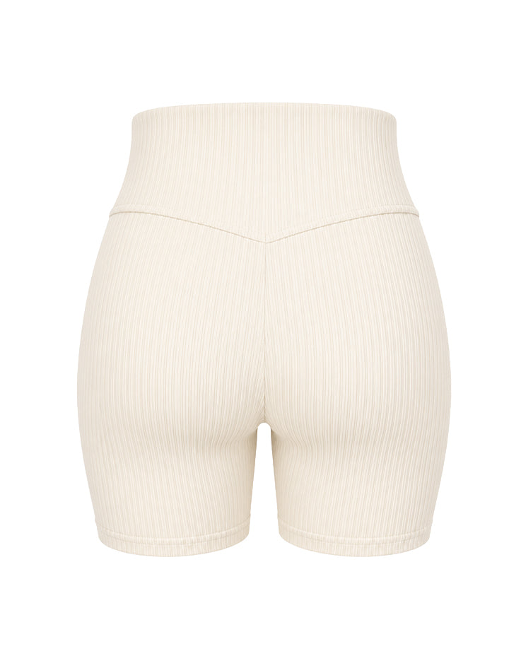 Short Feminino - Virginia Off White | Cintura Alta Texturizado